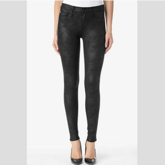 Hudson Midrise Nico Skinny Metallic black pants Echo - Picture 1 of 7
